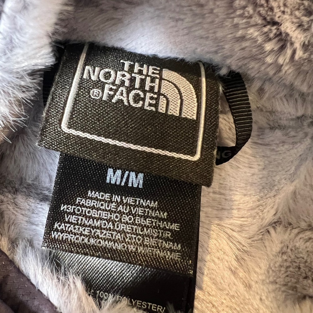 The North Face Mossbud Swirl Reversible Jacket Grey Quilted Fleece Womens Medium - Picture 2 of 6